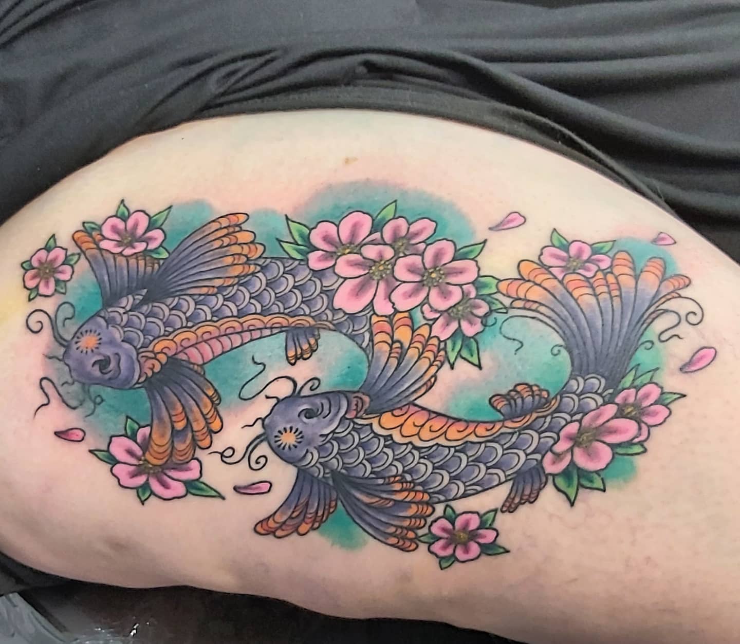 Pisces with Flower Tattoo Ideas -donnyodd_tattoos